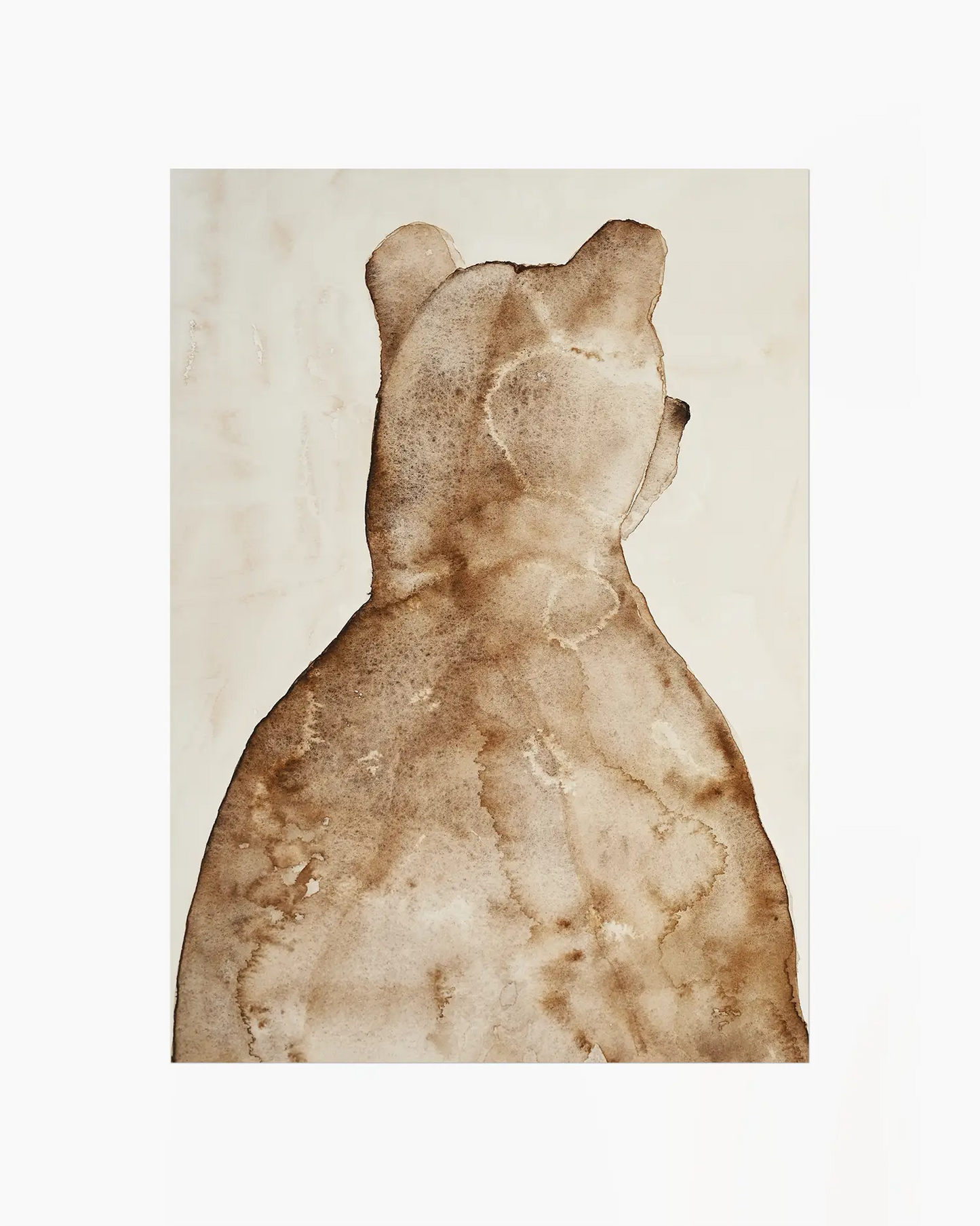 Children's illustration of a brown bear on a beige background