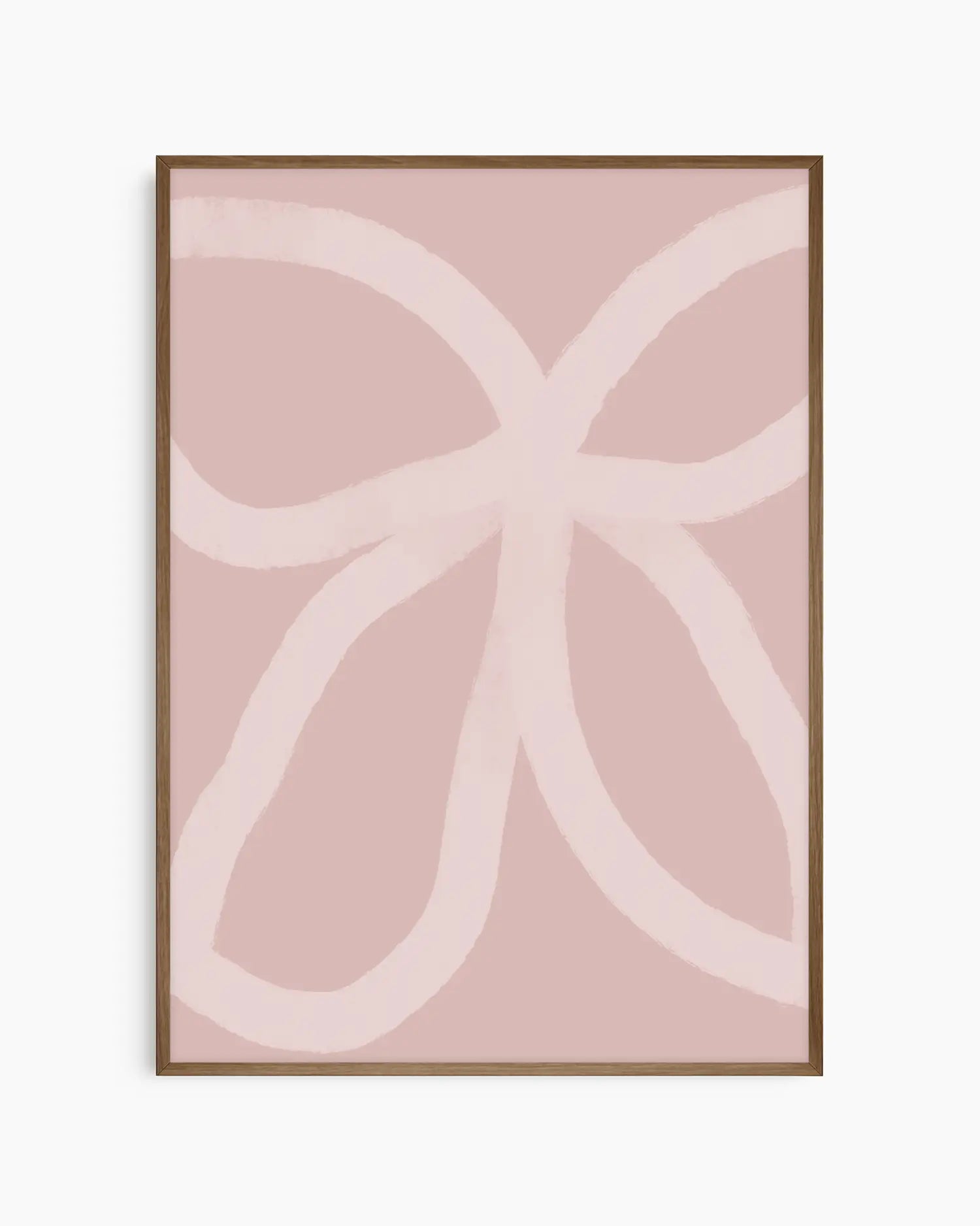 Warm, minimalist wall art in white tones on a light background, shown in a dark oak frame.