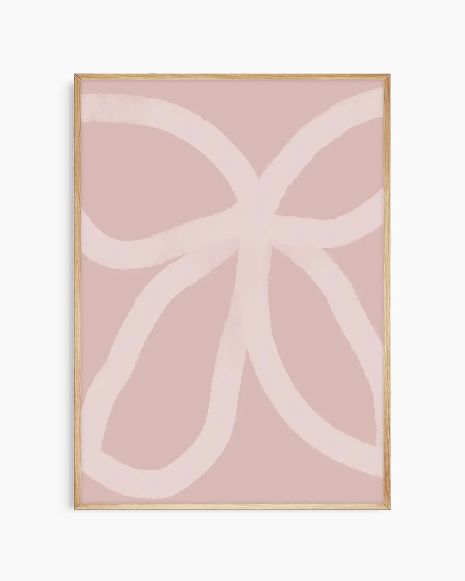 Warm, minimalist wall art in white tones on a light background, shown in a oak frame.