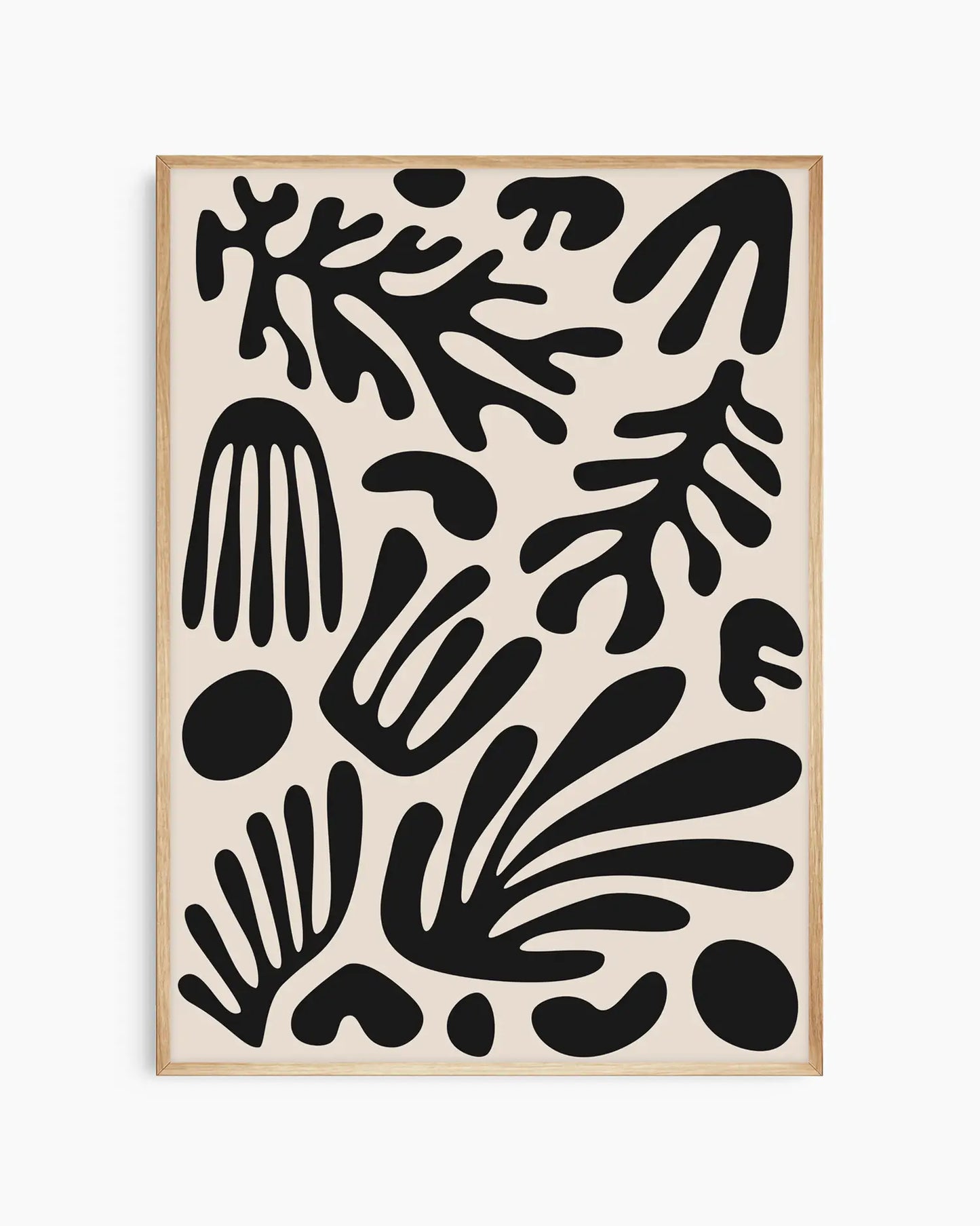 Framed poster of an Abstract black pattern on a beige background
