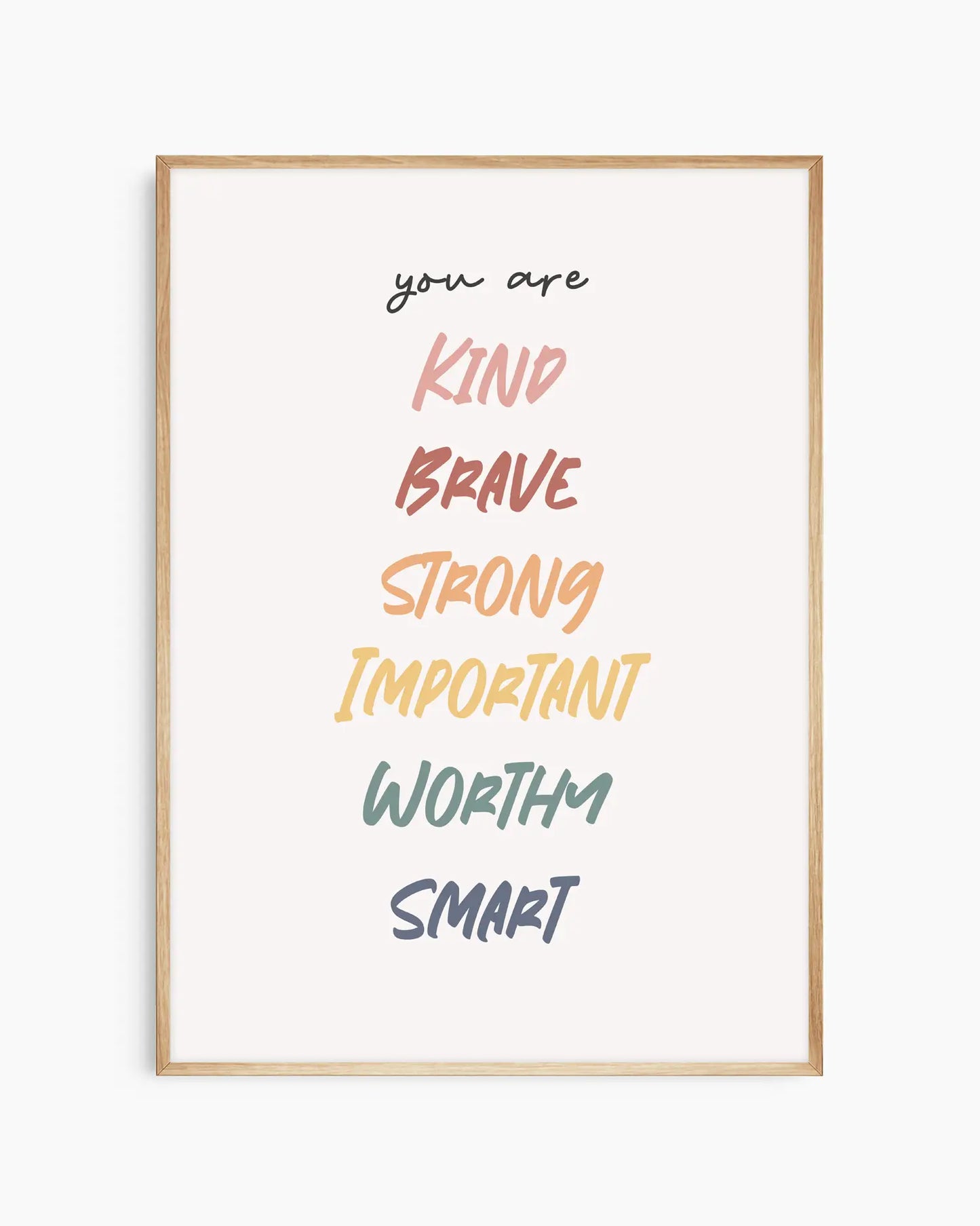 Framed motivational poster with positive affirmations on a white background