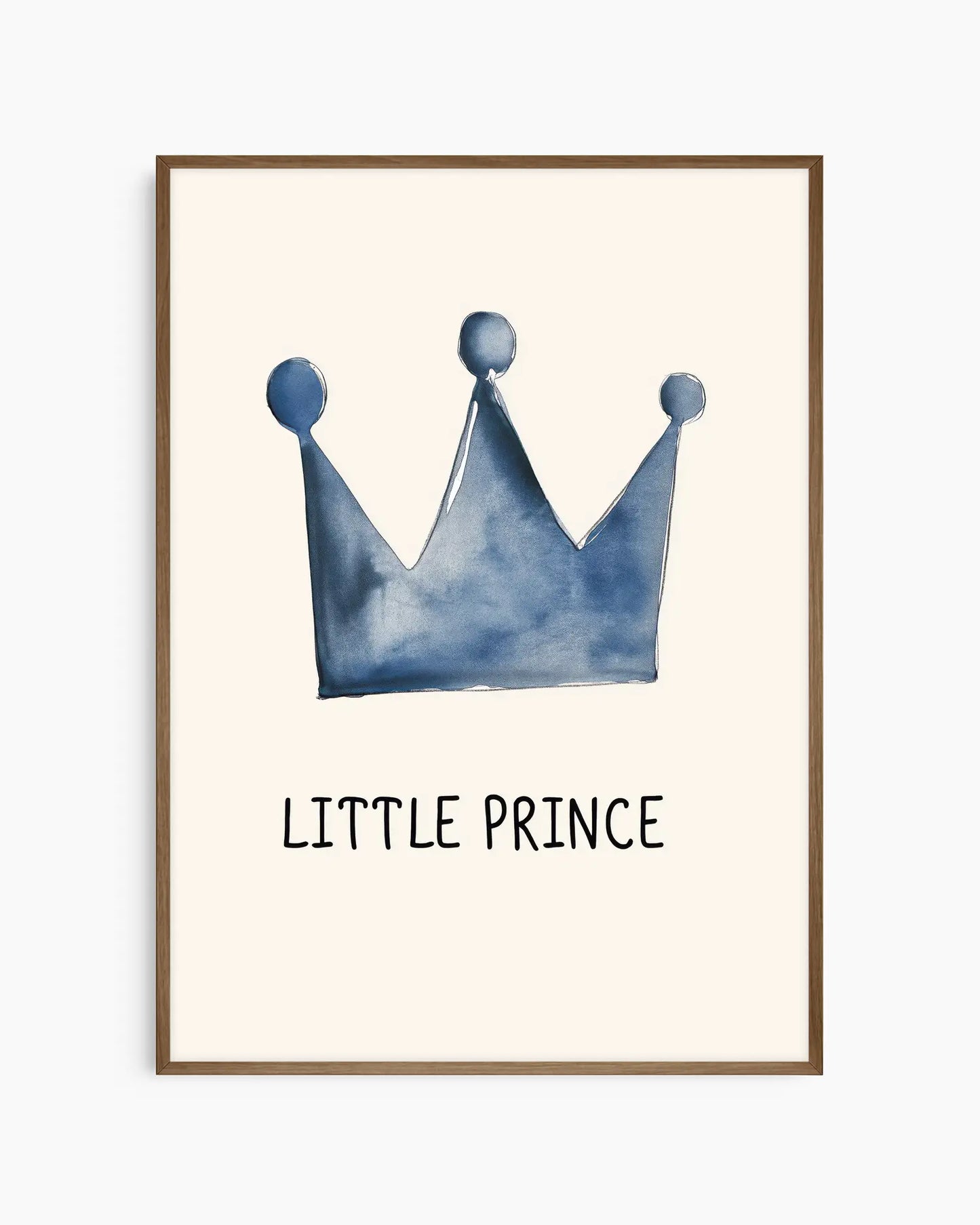 Framed artwork of a blue crown with 'Little Prince' text on a white background