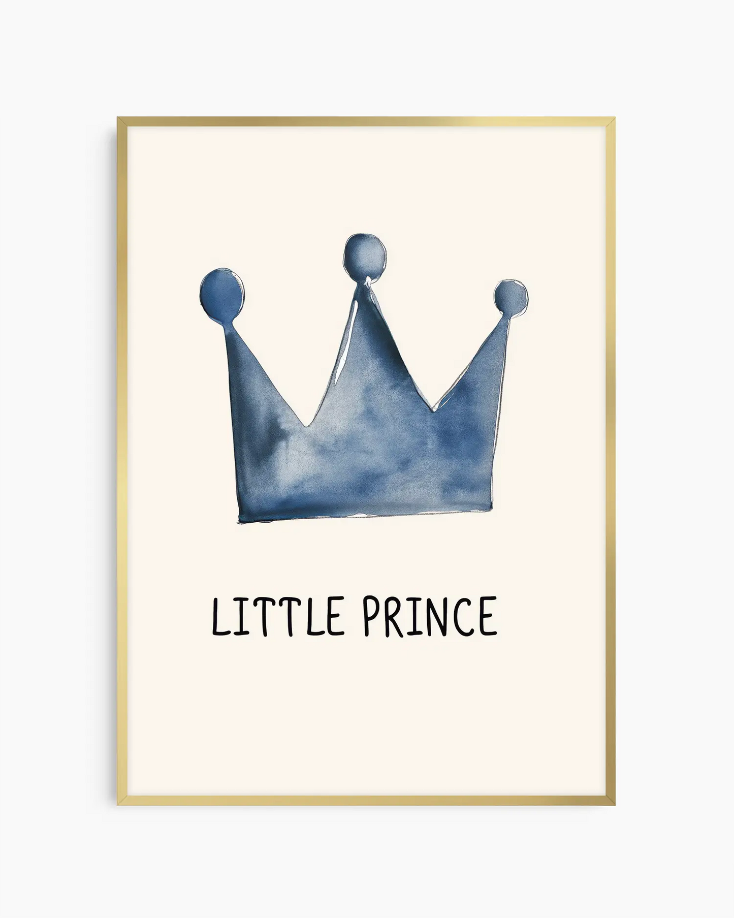 Framed artwork with a blue crown and 'Little Prince' text on a white background