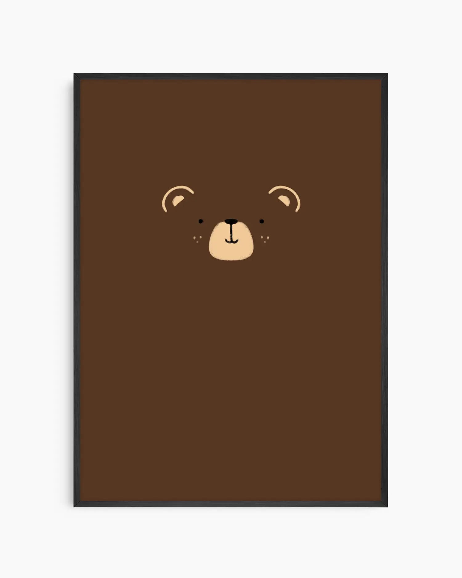 Brown poster with a bear face design on a white background