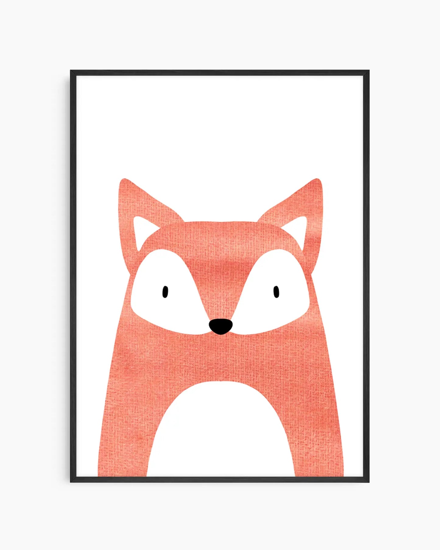 Framed artwork of a fox face on a white background