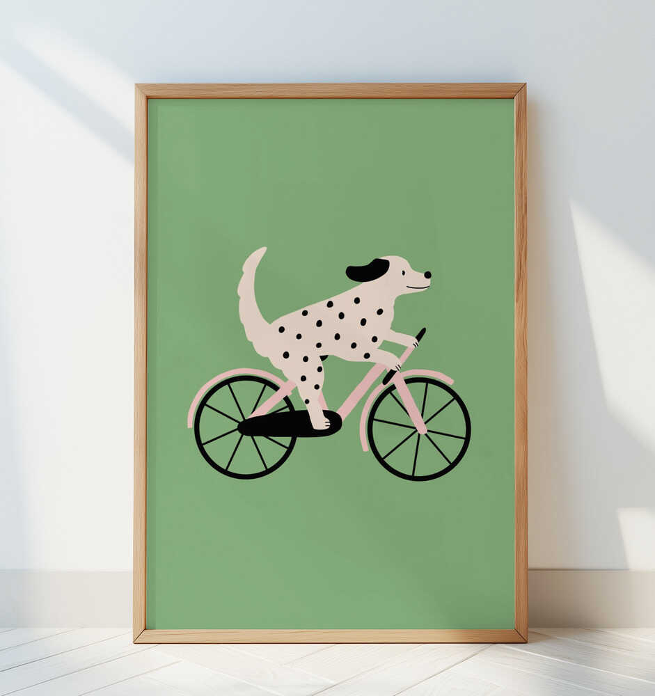 Hund på Cykel Plakat