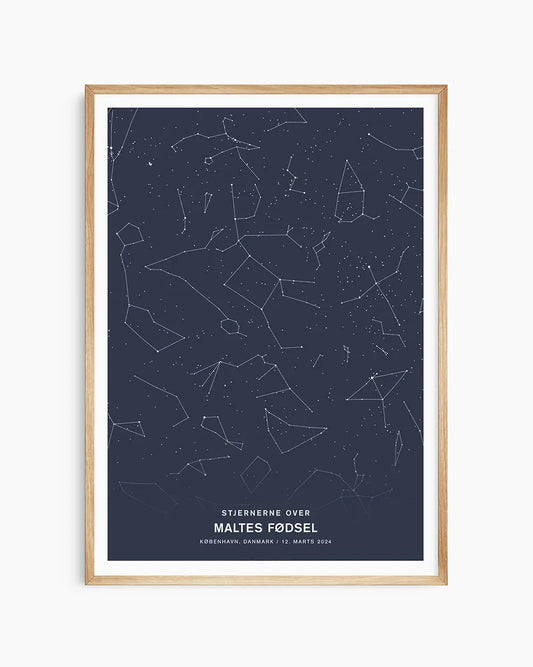 Stjerneplakat, der fanger nattehimlen på din særlige dag