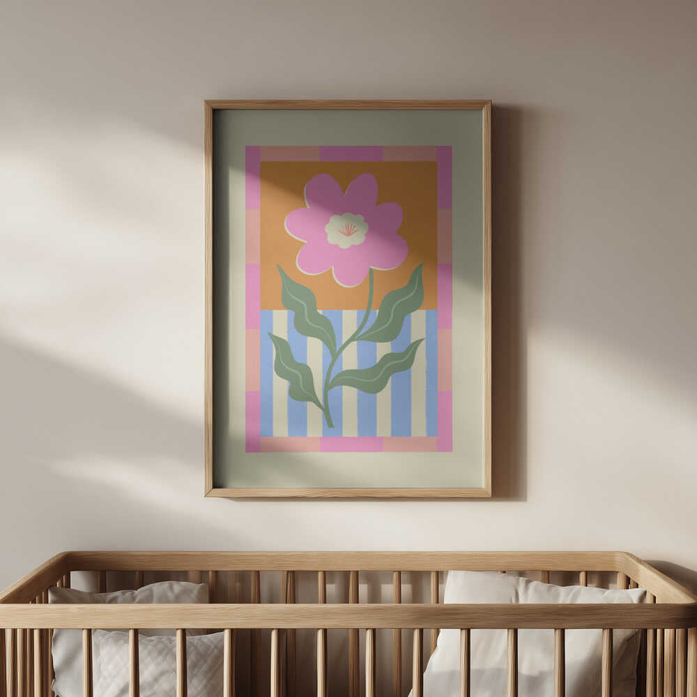 Framed colourful flower and patterns poster