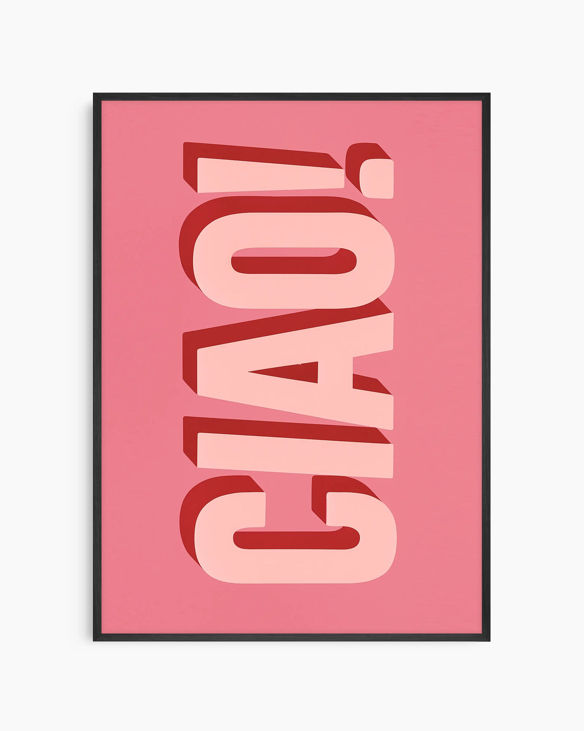 Children's poster with the text 'CIAO!' on a pink background framed in a black frame.