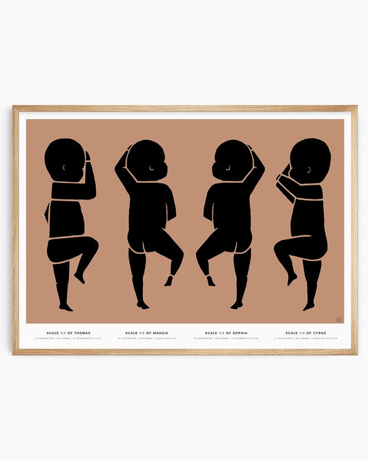 Baby illustrations in a formation of four