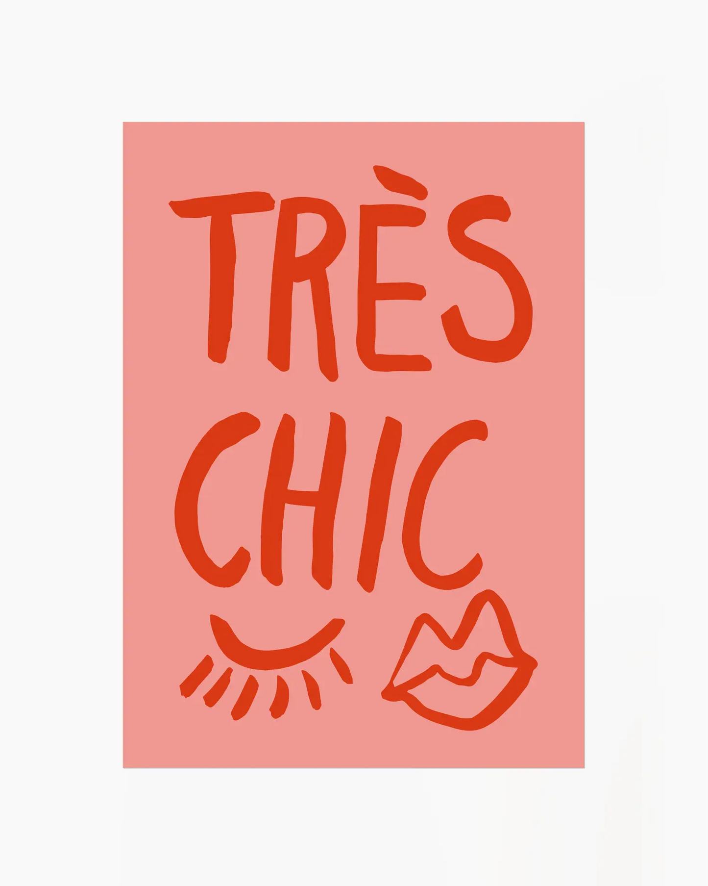 Warm, minimalist wall art in pastel red tones on a pastel red background.