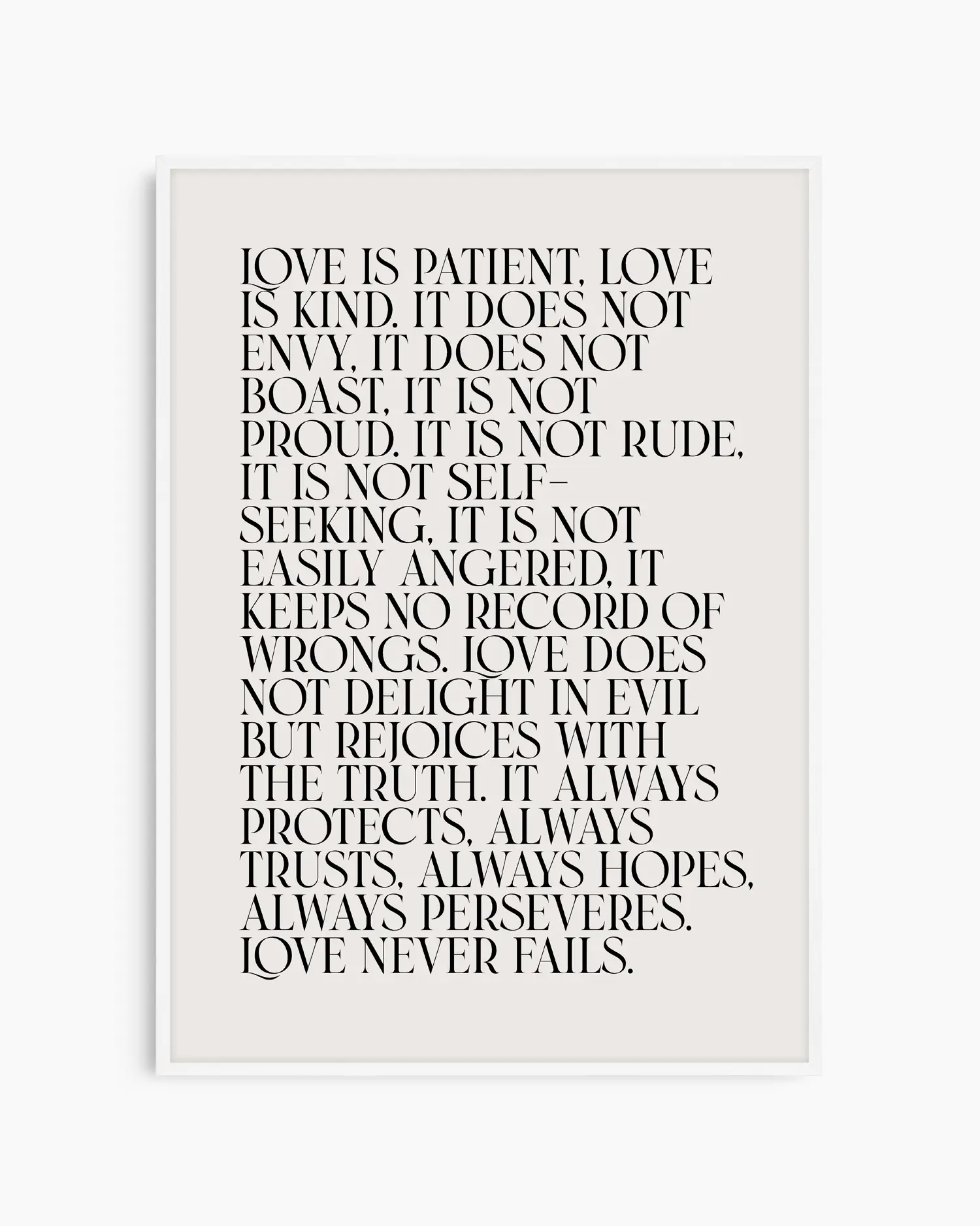 Framed text poster with philosophical quote on a white background