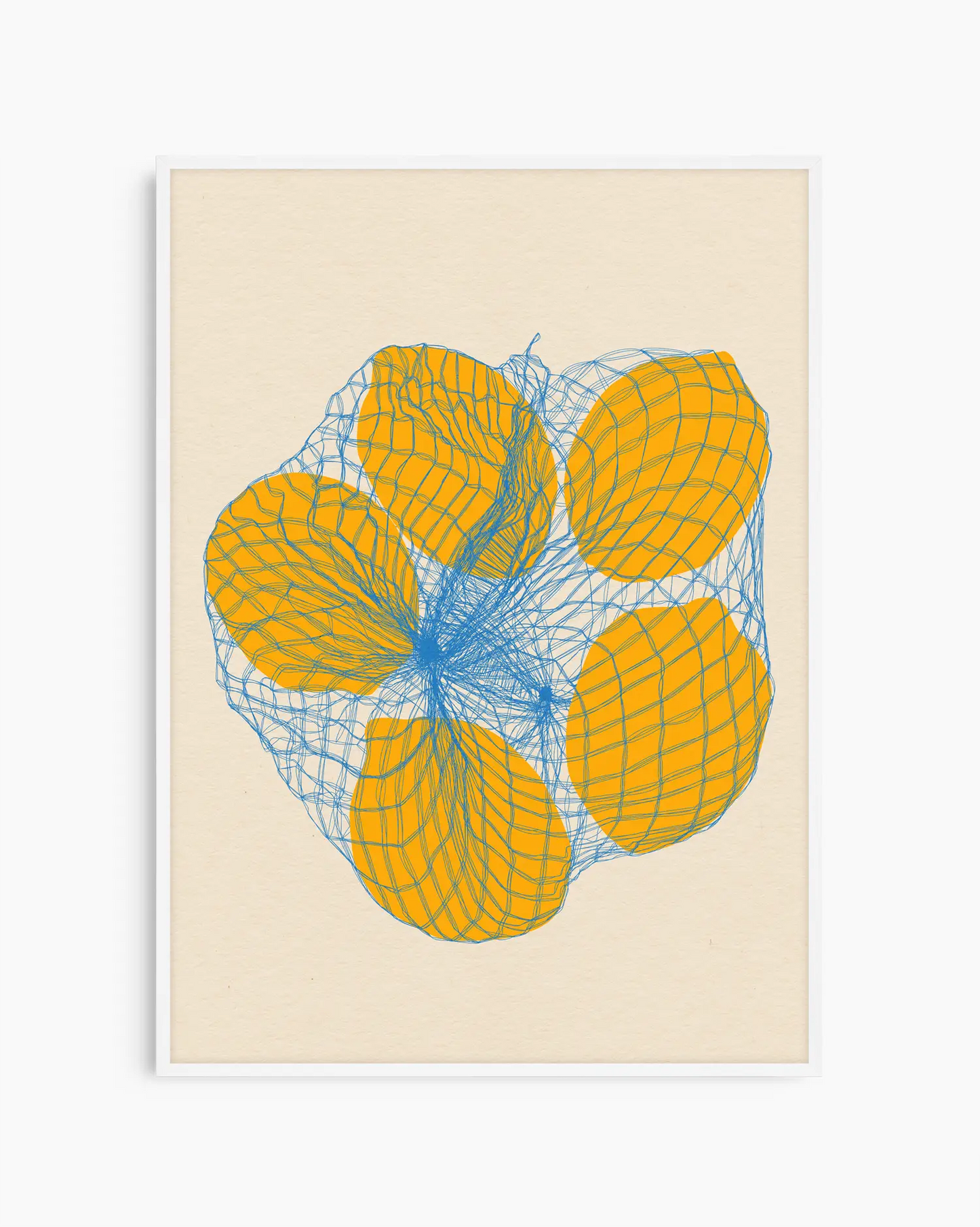 Framed Illustration of Lemons in a Net Bag