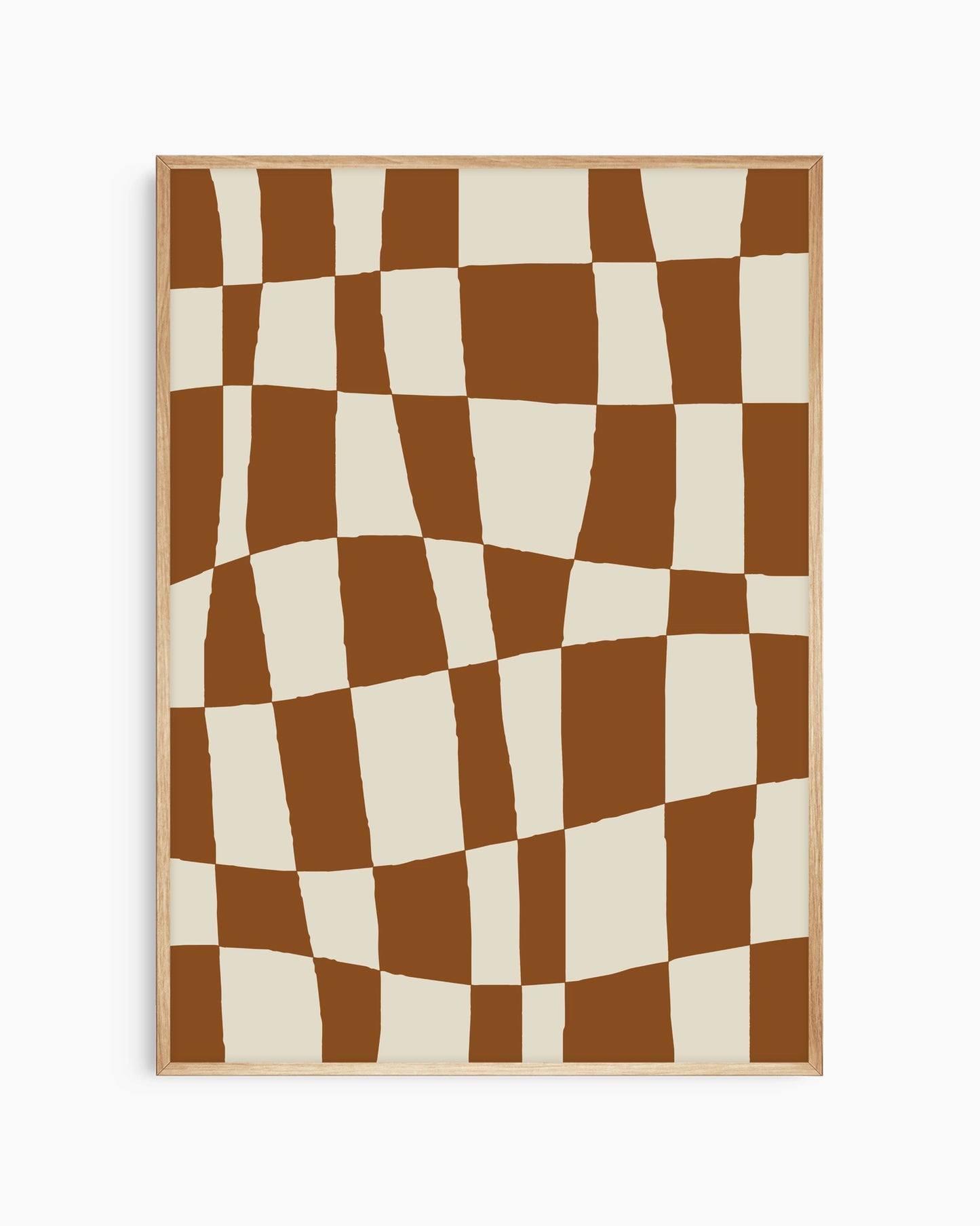 Checkered pattern with brown and beige squares on a white background