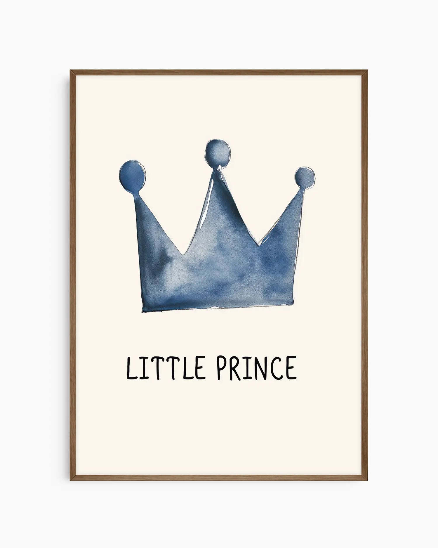 Framed artwork of a blue crown with 'Little Prince' text on a white background