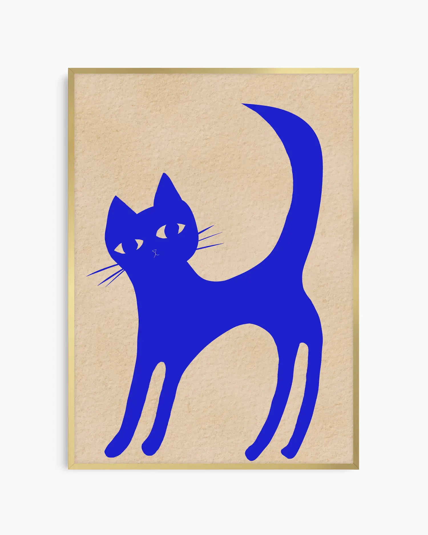 Blue cat illustration on a beige background