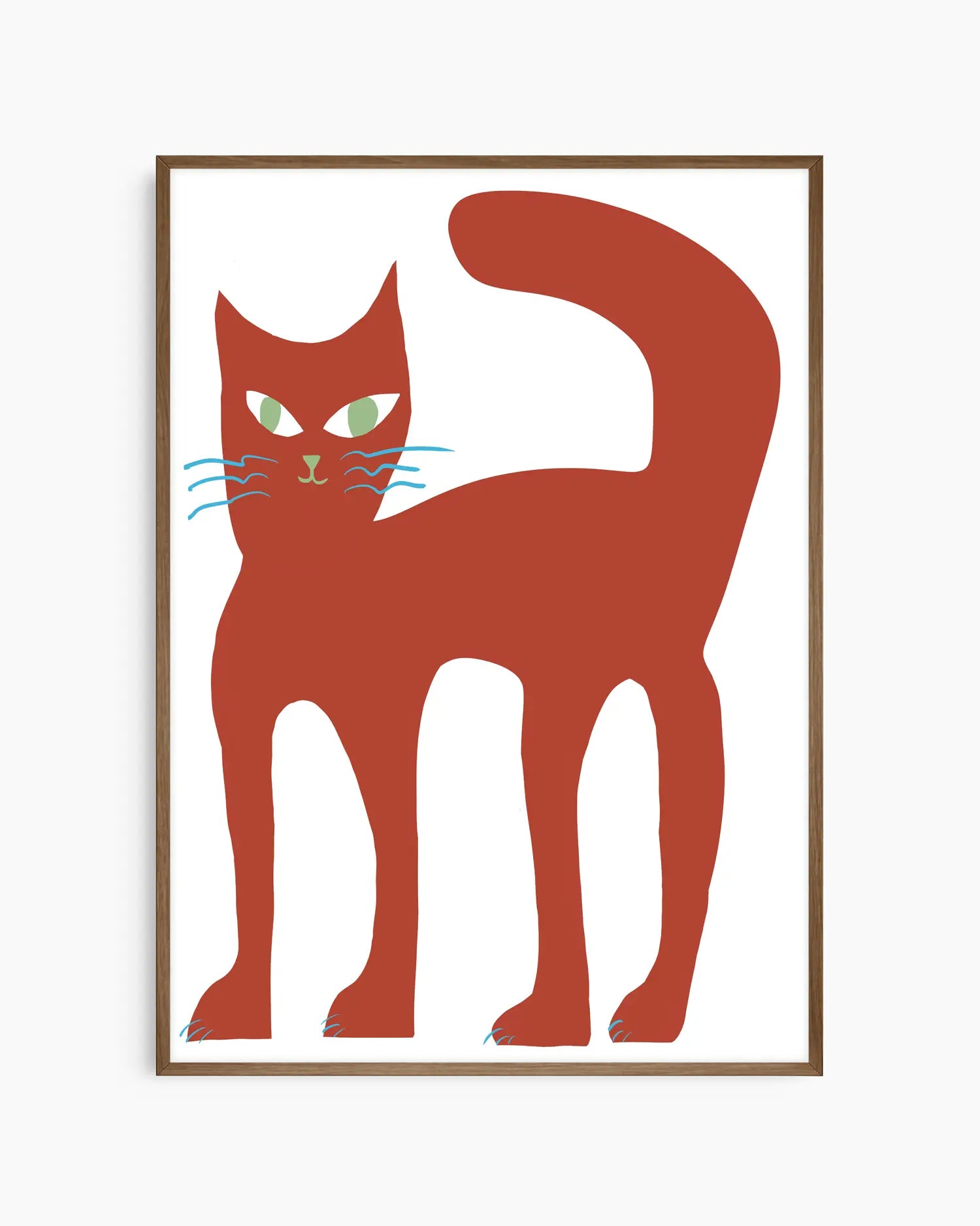 Framed illustration of a red cat on a white background