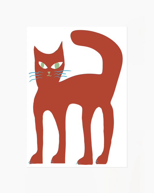 Red cat illustration on a white background