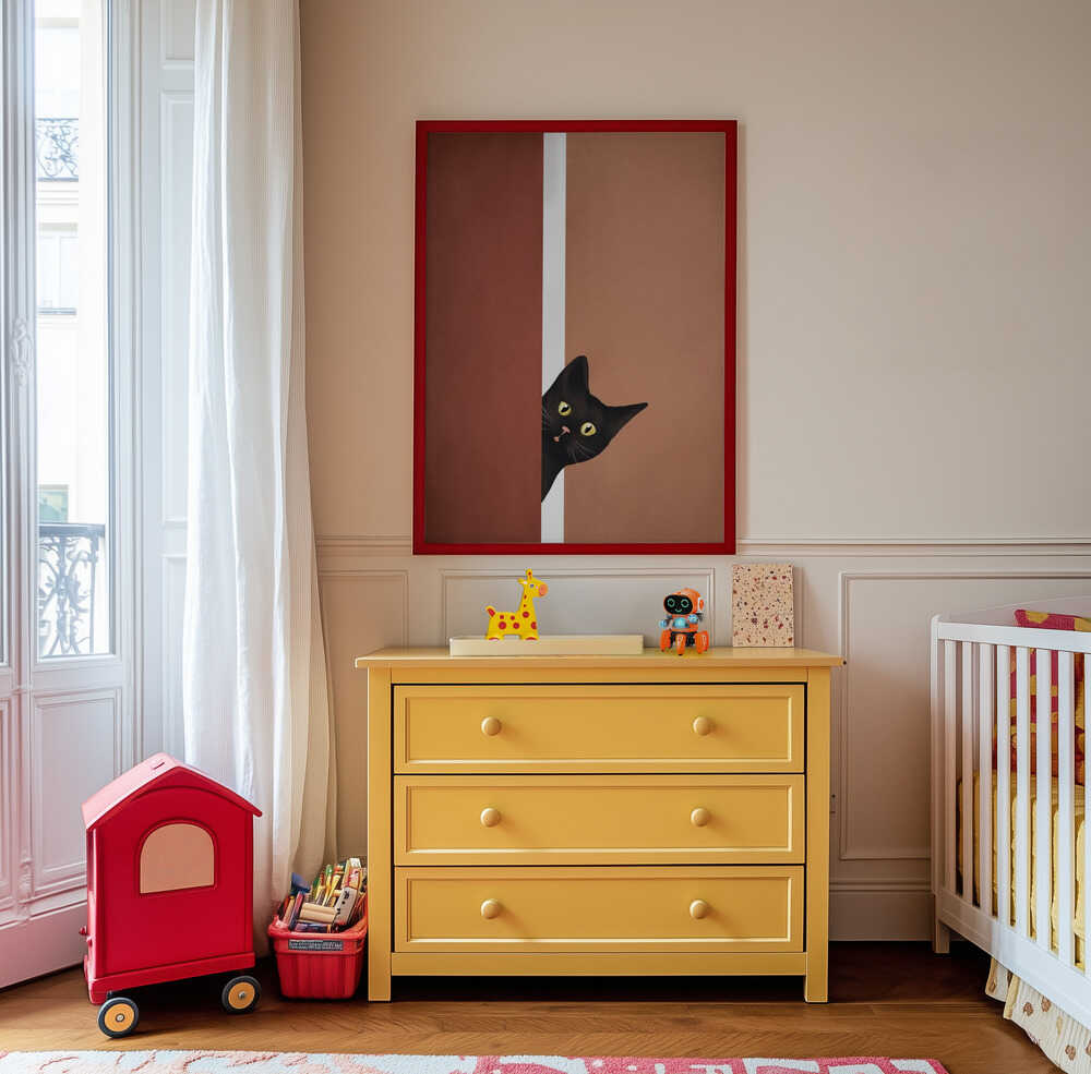 Nysgerrig Sort Kat Plakat