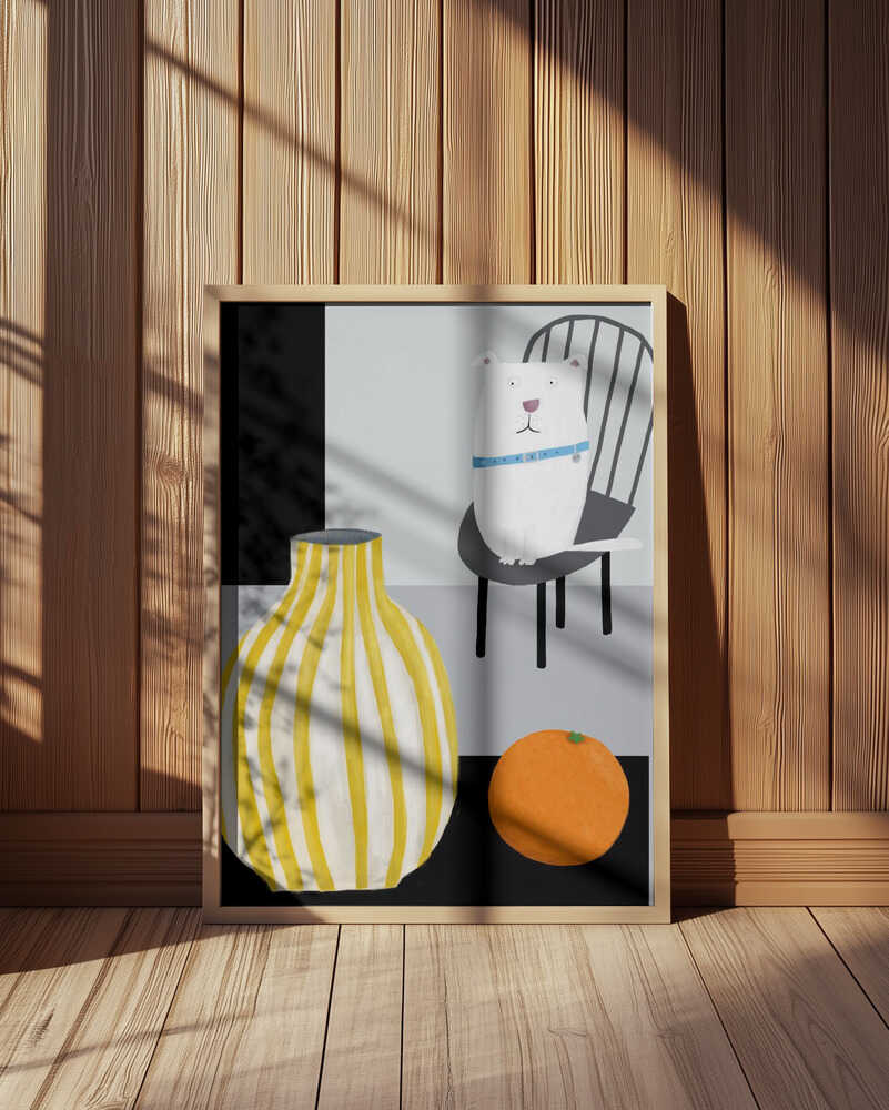 Sjov Hvid Hund Plakat