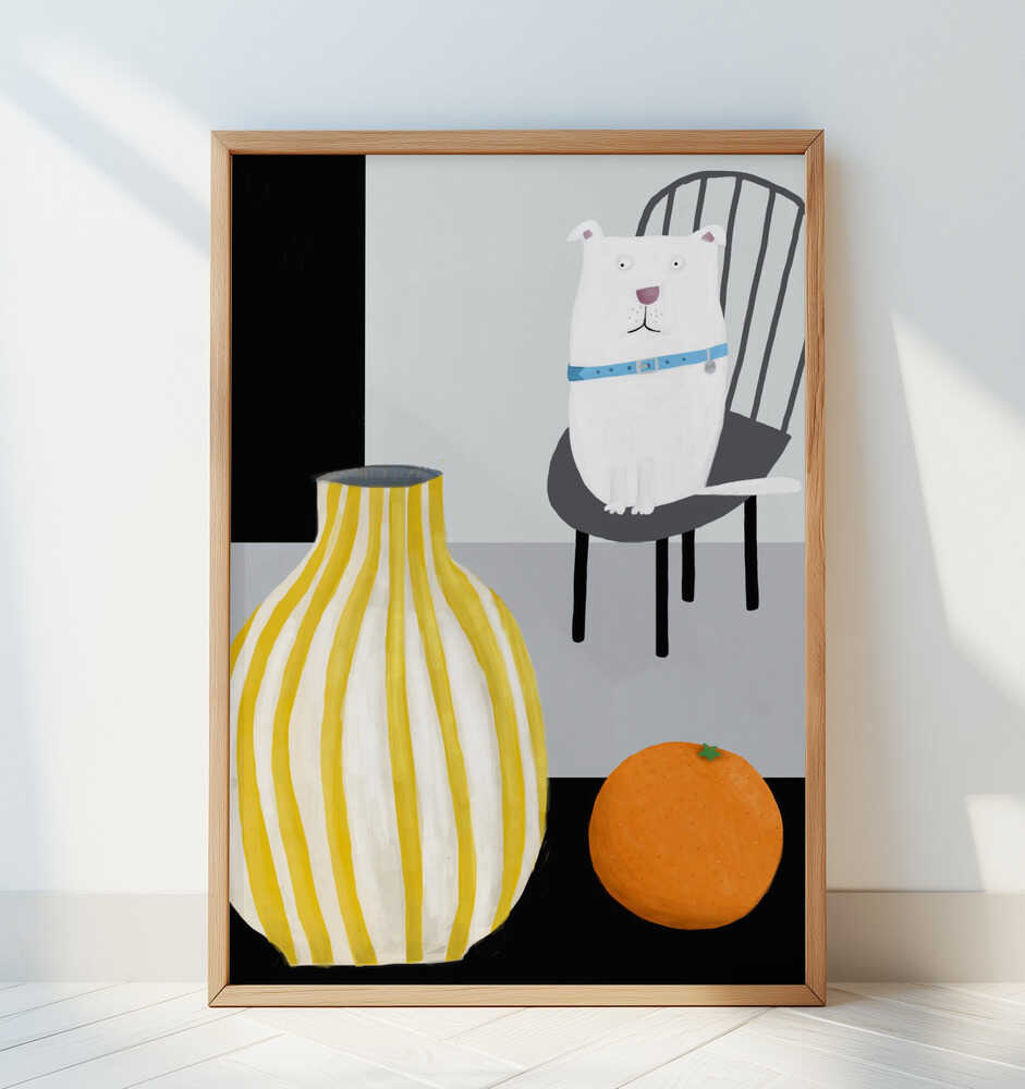 Sjov Hvid Hund Plakat